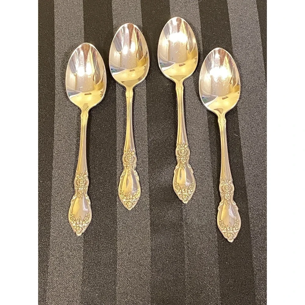 Oneida Community 18/8 stainless Plantation lot of 4 Dessert Spoons